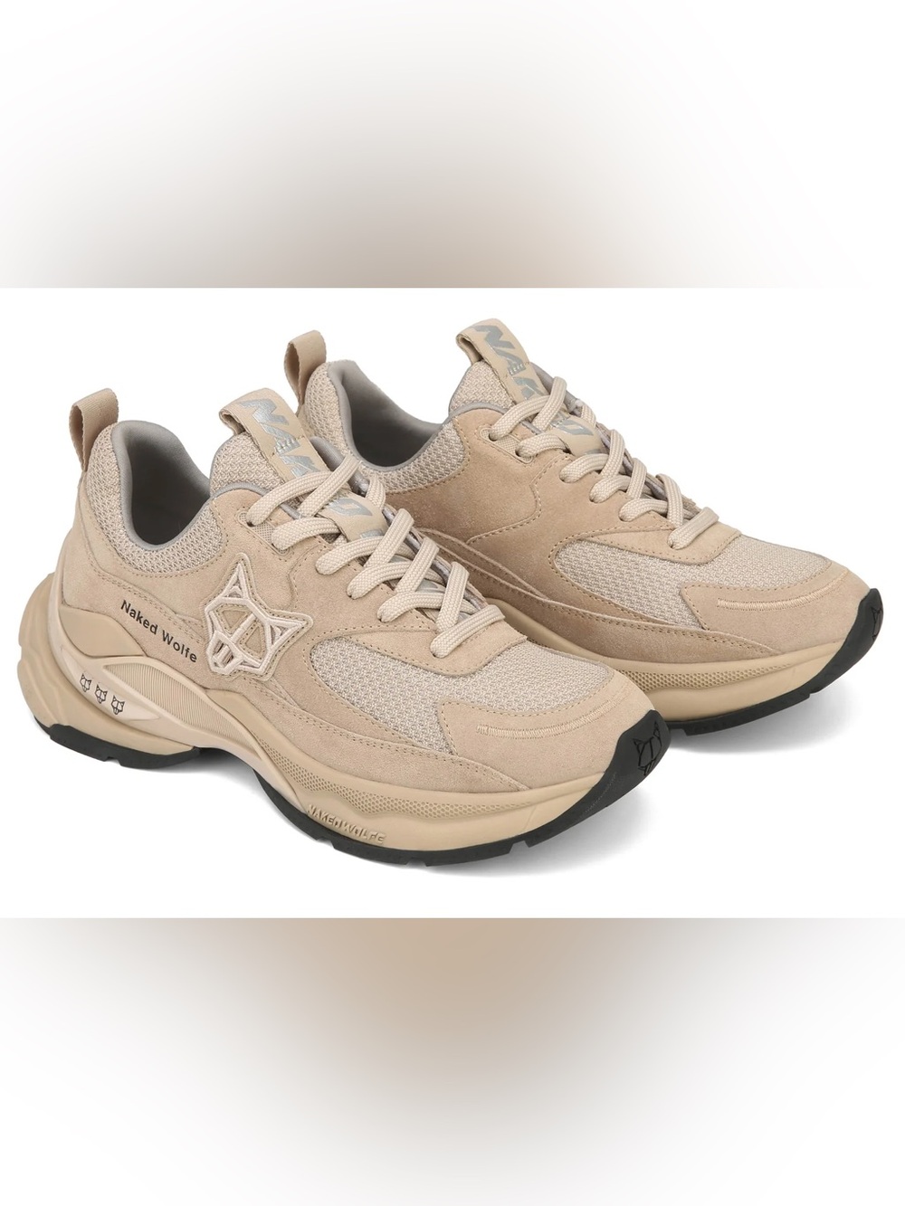 Naked Wolfe Beige Chunky Lace-Up Women's Sneakers